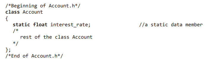 Declaring a static data member