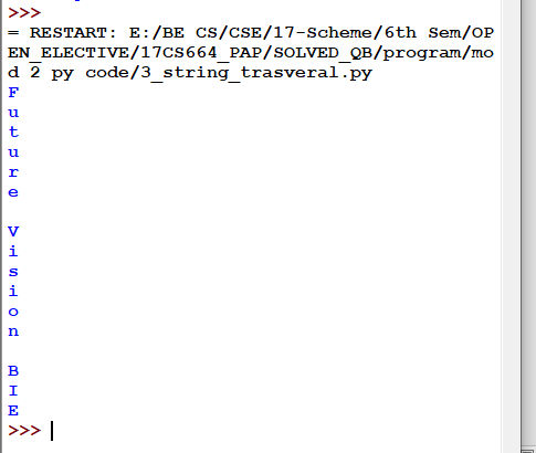 Traversal using for loop