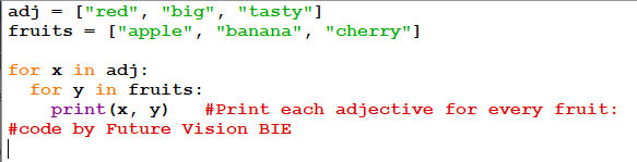 Fig 4.10: Nested For loop statement