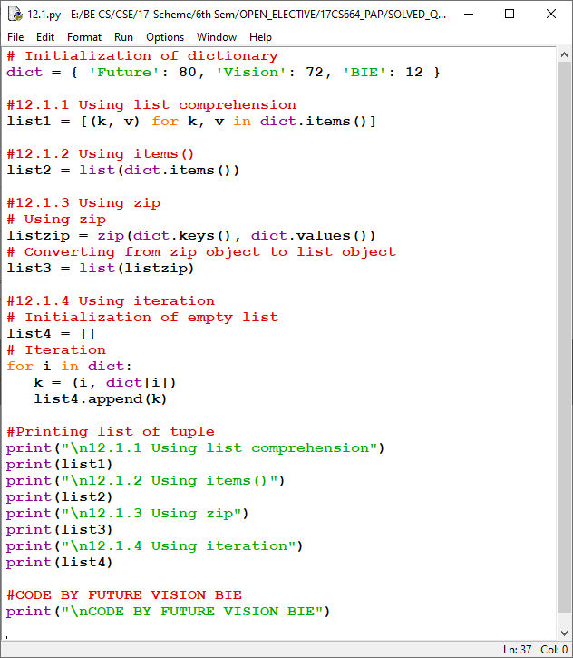 Various Methods to convert a Dictionary into Tuple