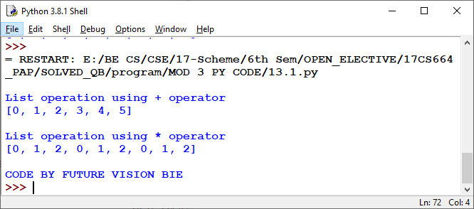 Output of List Operations