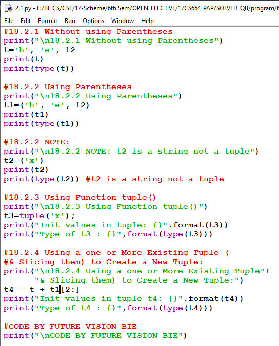 Various ways in Creating a Tuple