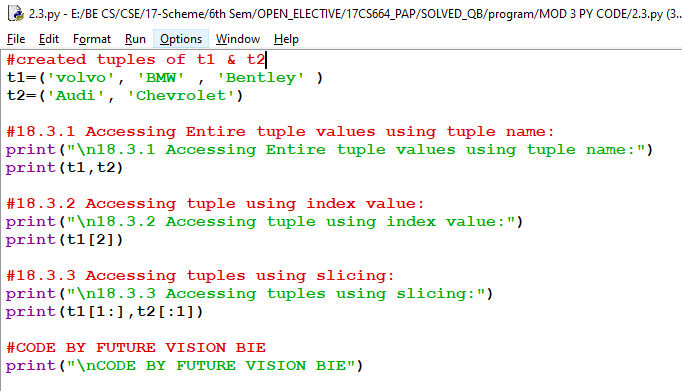 Various ways in accessing the Tuples