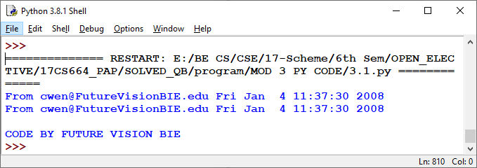 Output for Program to read a file & Return Lines starting From 'F'
		& followed by 2 characters, followed by 'm'